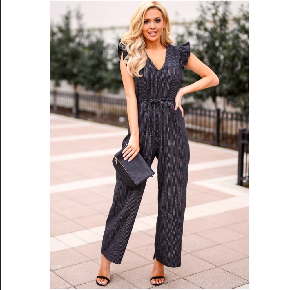 Working 9 to 5 Pinstripe Jumpsuit